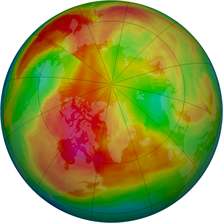 Arctic ozone map for 27 February 1991